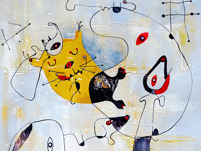 Cats in Different Art Styles - Inspired by Joan Miro cat illustration joan miro painting watercolor