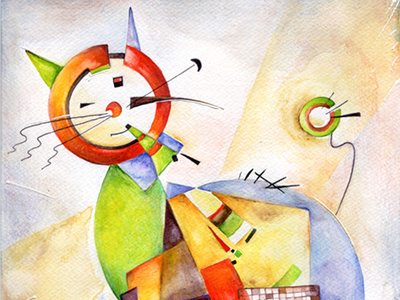 Cats in Different Art Styles - Inspired by Wassily Kandinski cat illustration painting wassily kandinski water color