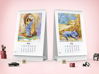 2019 Cat Illustrated Calendar calendar calendar 2019 calendar design cat cat calendar design graphic design illustraion typography