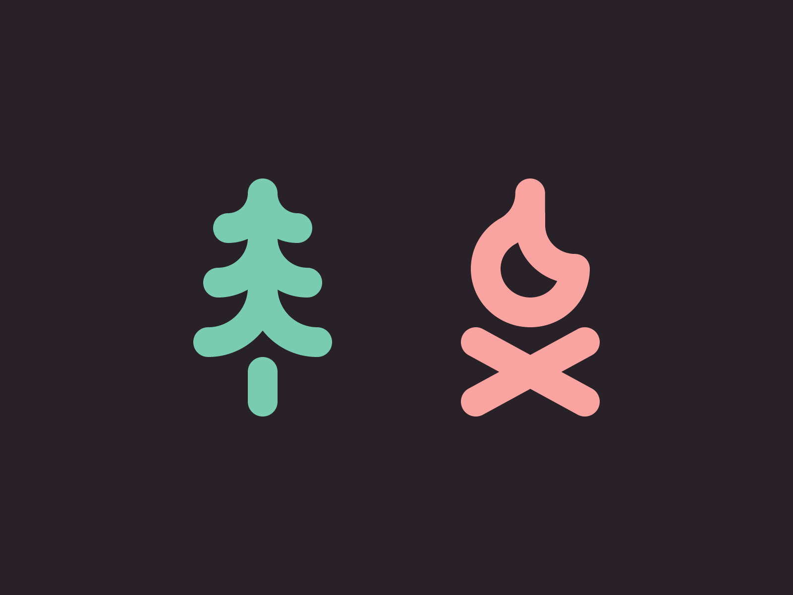 Tree/Fire campfire creative dan fleming design iconography icons linework tree