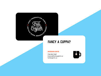 Full English Cards audio business card custom dan fleming design english lettering logotype mug tea