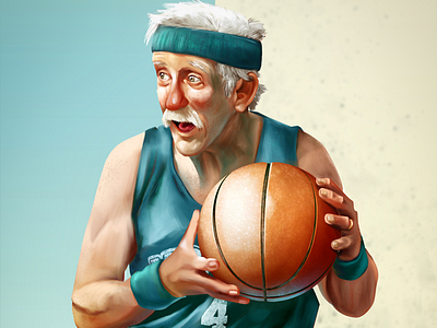 Old but not defeated art badsketball ball characterdesign gersome illustration old visualdevelopment