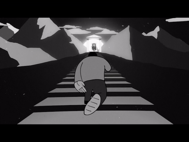 Running Towards The Light animate animation blackandwhite cel god handdrawn hill light motion mountains runner running stairs steps
