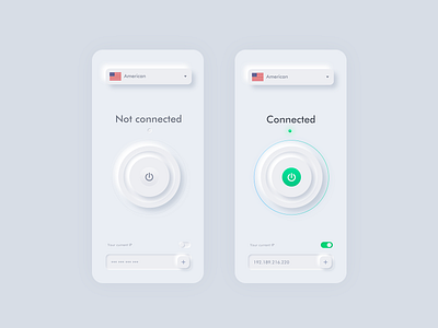 Neumorphism ui design for VPN