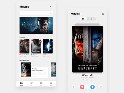 Movie app gray movies app picture ui