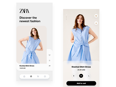 Zara fashion app ui