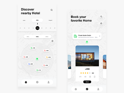 Trip app home hotel map trip ui