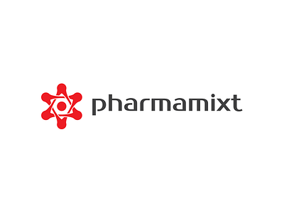 Pharmamixt branding icon identity logo logotype mark medical pharma pharmaceutical red star technology