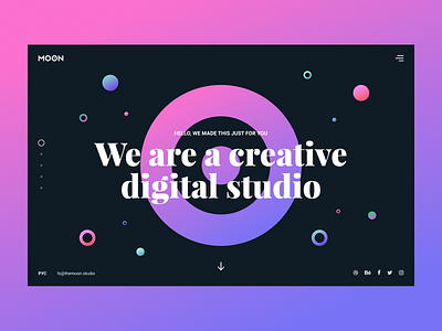 The Moon Studio circle color design desktop fullscreen gradient minimal studio ui ux web website