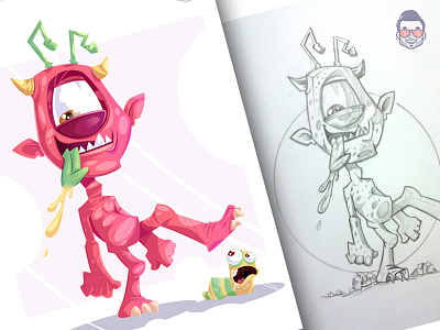 Pink Monster- Mr. MAARLO cartoon character characterdesign cute funny illustration monster sketch vector worm