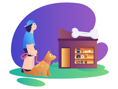 Pet Shop - Dog Care Illustrations cartoon character characterdesign coloful cute dog gradient illustration pet pet shop