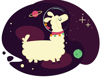 Space Alpaca 2d art alpaca design escapism illustration llama llamas space spaceman vector