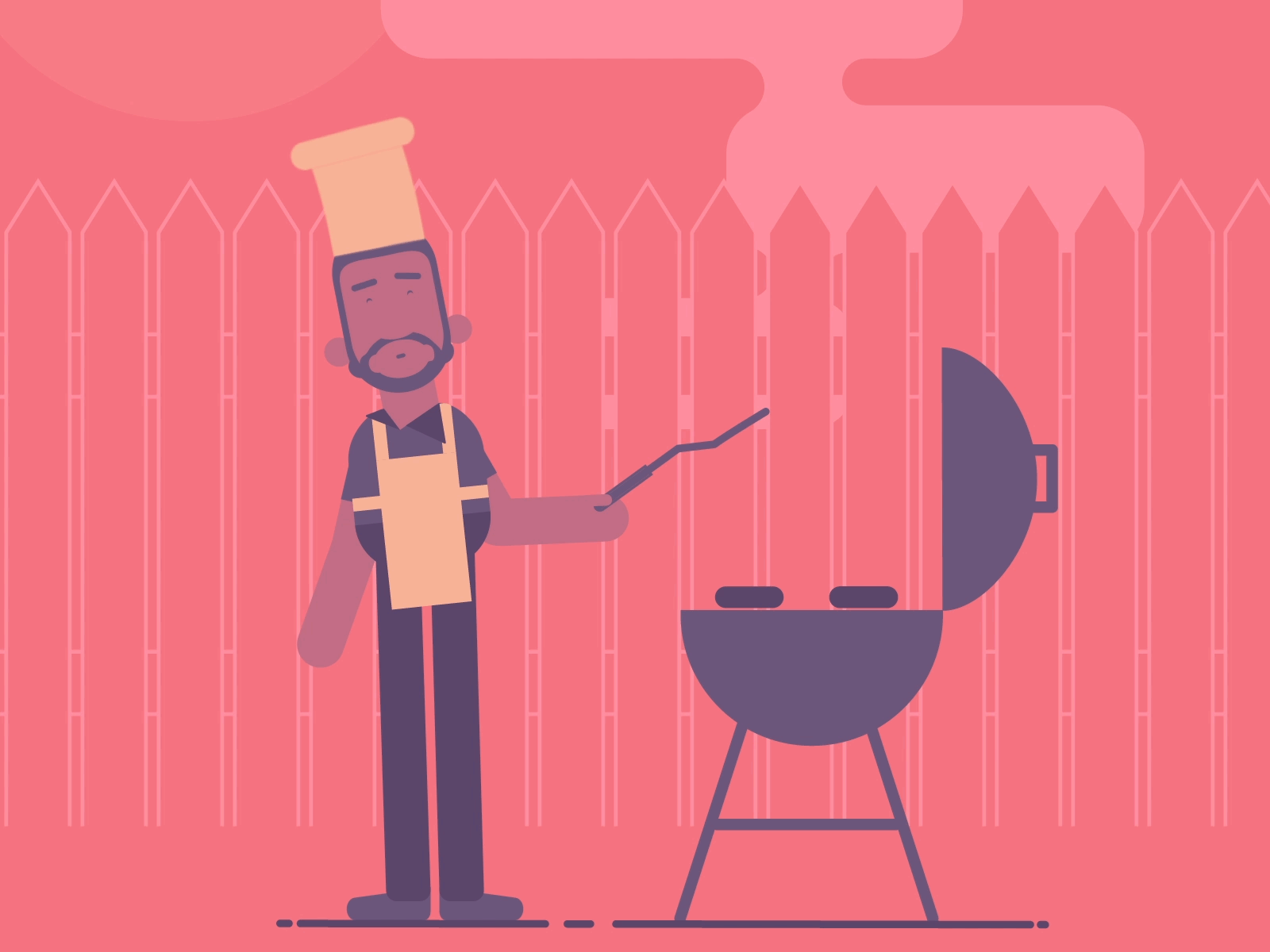 Grilling 2d animation 2d art animation burgers chef design grill grilling illustration july 4th smoke vector whistle