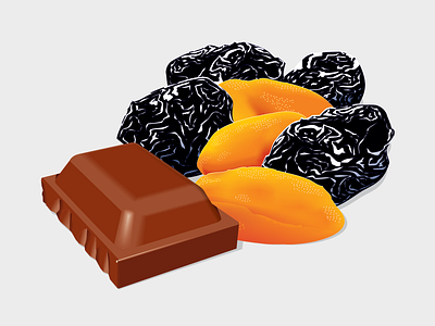 Prunes, dried apricots and chocolate