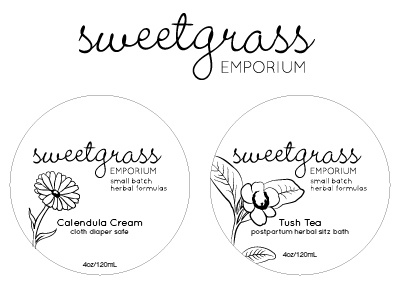 Sweetgrass Emporium Product Labels illustration labels package packaging product labels sweetgrass emporium vector