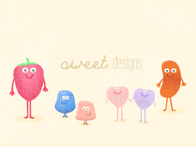 Sweet Designs candy cartoon drawing gum drops illustration jelly beans strawberries sweethearts vector