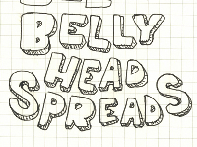 BellyHead Spreads hand lettering logo sketch