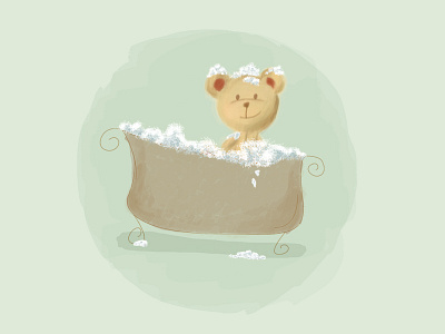 Bubble Bath Bear bath bathtub bear bubble drawing illustration painting photoshop shampoo suds