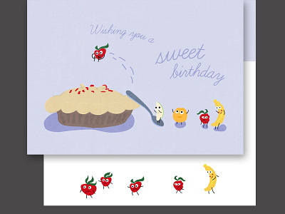 Birthday Card birthday birthday card card drawing fruit illustration pie