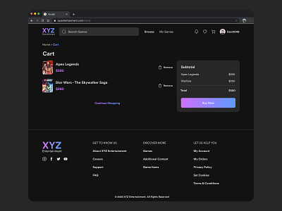 Cart Page for Game Store Exploration
