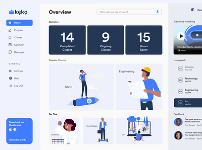 Keko Learning Dashboard app dashboad design education high fidelity logo minimal saas saas app ui user experience design ux web