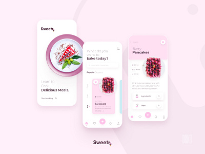 Sweetr - Dessert Recipe Mobile App app design graphic design minimal ui ux