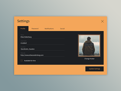 Daily UI | #007 | Settings account profile settings ui user widget