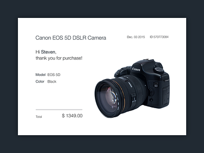 Daily UI | #017 | Email Receipt camera email product receipt ui