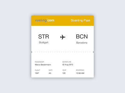 Daily UI | #024 | Boarding Pass airplane boarding flight pass ticket ui widget