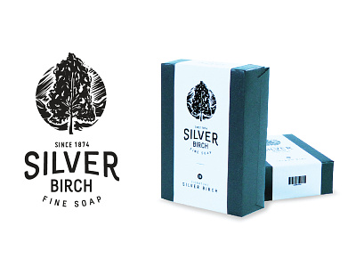 Silver Birch Fine Soap branding design icon illustration logo package packaging vector vintage woodcut