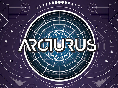 Arcturus astrology blue branding design detail linework moon purple stars type typography vector