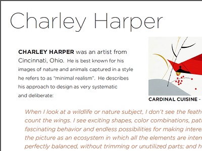 Charley Harper page (crop) from Graphic Design Art History Book art bookdesign cardinal charley design gotham graphic harper history typography