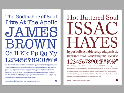 Soulful Type - Type Specimen Book adobe caslon american typewriter issac hayes james brown soul type specimen book typography