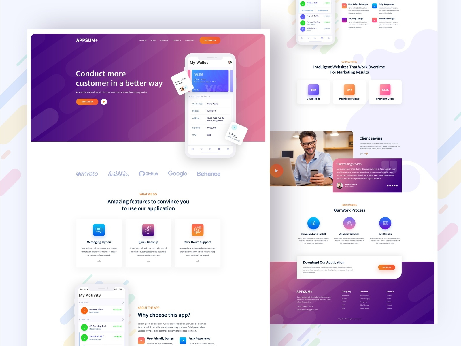 Mobile Wallet App Landing Page by Saiful Miah on Dribbble