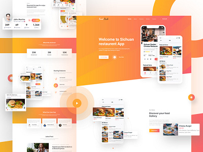 Food App Landing Page Design app design clean app fast food food food app iphonex landing page menu receipe restaurant restaurant app restaurant design uidesign ux design webdesign website