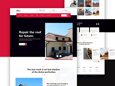 Roofing Contractor Landing Page architecture architecture website business construction contractor home home builder house housing illustration interior minimal mortgage properties property real estate rent rentals typography web
