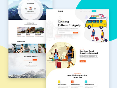 Travel website Home Page agency annimation clean homestay hotel illustration landing page landing page landing page ui minimal tour travel travel agency travel guide travel landing page typogaphy ux vacations visit webdesign
