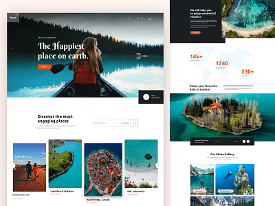 Travel Landing Page agency clean hotel hotel booking illustration landing page landing page ui minimal tour tourism travel travel agency travel app travel guide traveling typography ui vacation webdesign website