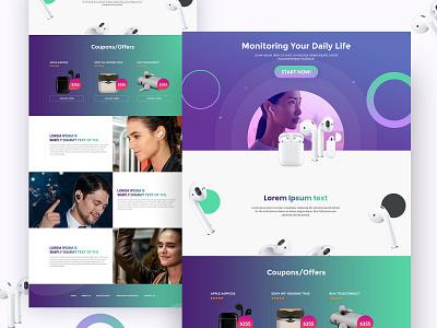 Earbuds landing page agency clean earbuds ecommerce ecommerce design ecommerce website ecommerce website design landing page landing page ui minimal product design product landing page typography ui ux webdesign website