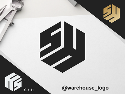 sh monogram abstract branding brandmark design designispiration font graphicdesigner h icon identity illustration initials logo monogram s sh