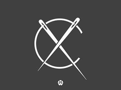 letter xc needle logo template