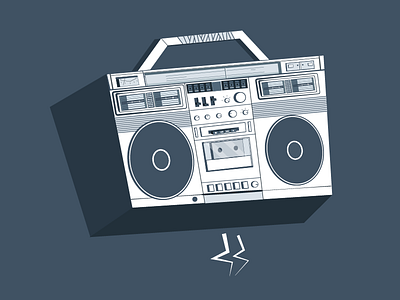 Boombox blue boombox illustration music t shirt white