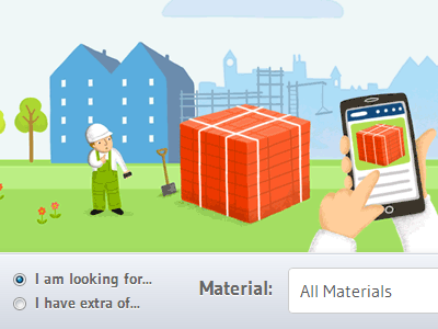 Materials exchange and recycling web app app drupal illustration mobile responsive vector website
