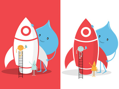 Red Rocket White Rocket characters drupal icons illustration vector