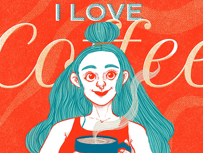 I LOVE COFFEE digital digital illustration diseño graphic design illustration ilustración procreate tiphography tipografía