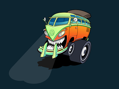 Monstercar 2d character bus design draw drawing graphic design illustration monstercar vector illustration volkswagen