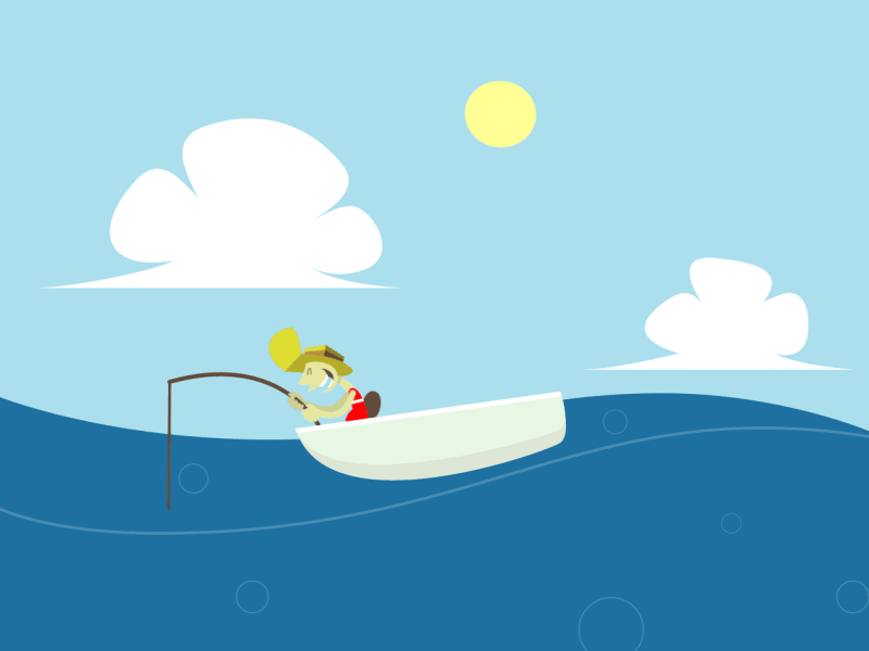 Fishing day aftereffects animation character design fishing motion design motiongraphics