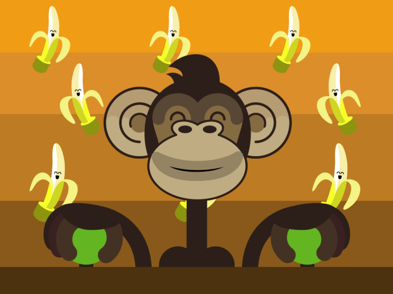 Monkey Factory 2d character aftereffects animal illustration character design happiness illustration monkey motiongraphic