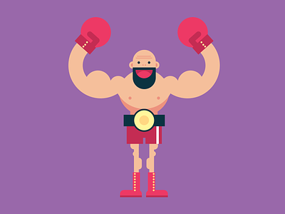 Champion bald beard boxe boxing champion colorful design fighter flat illustration illustrator minimal