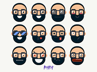 Heads & Emotions avatar beard character emotion emotions face head icon illustration vector